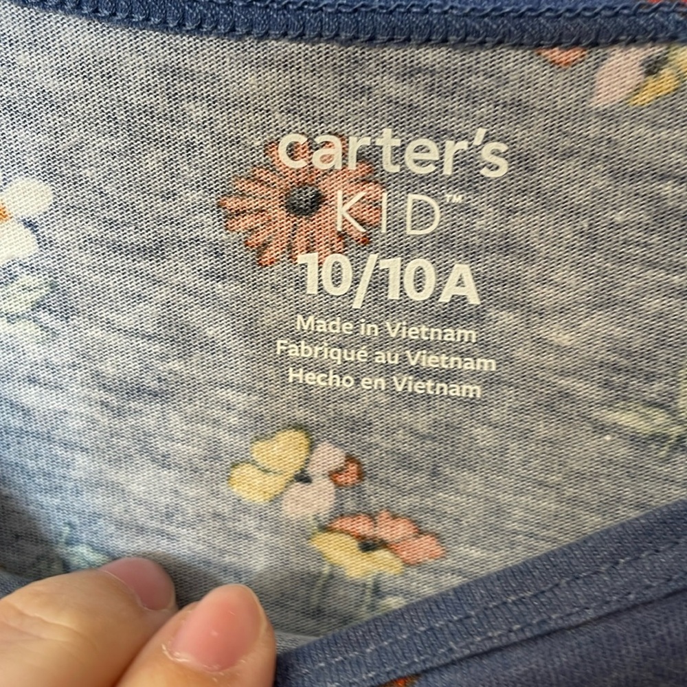 CARTERS NWT Girls Size 10 Floral Jersey Dress Navy Blue Red Long Sleeve - Picture 9 of 15